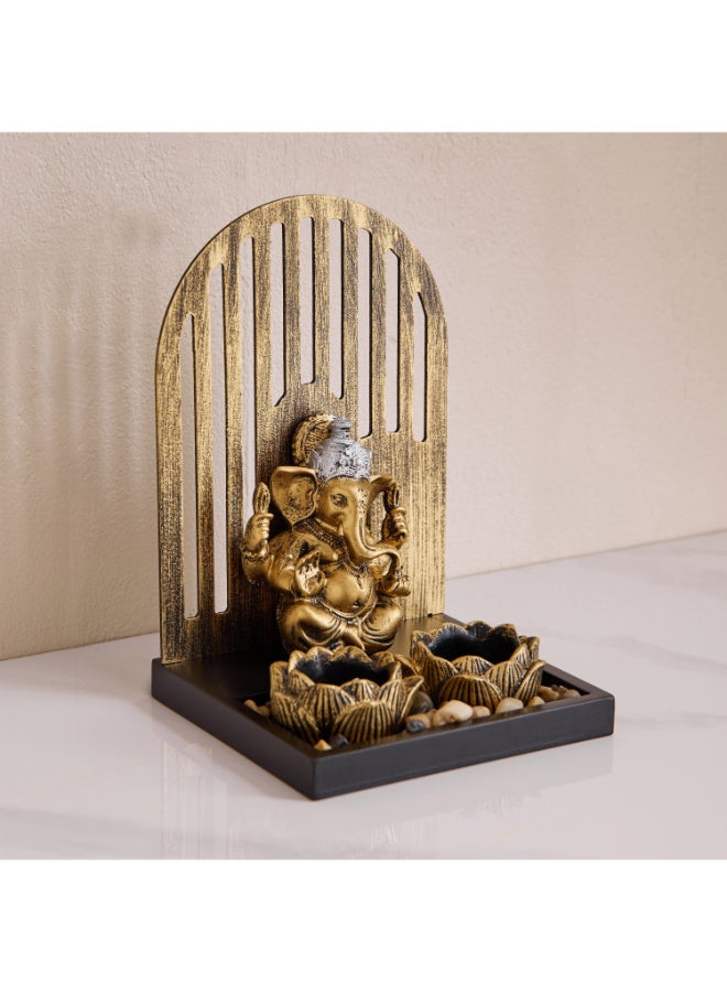 Home Box Ganesh Statue with Tealight Tray - Gold - Image 3